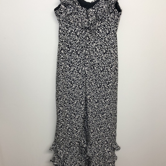 Urban Outfitters Angelica Floral Ruffle Midi Dress Black Cream Size Medium - Picture 9 of 12